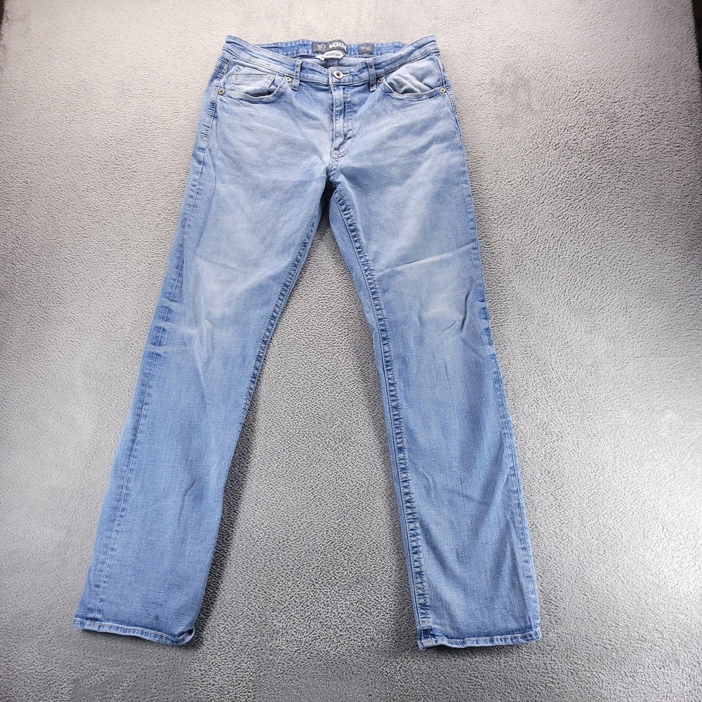 BKE Tyler Jeans Mens 36x34 Blue Relaxed Straight Light Wash Stretch Denim